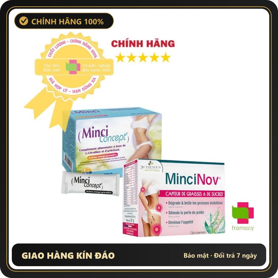 (Che Tên) Giảm cân Minci Concept, Pháp (30 gói) giảm mỡ bụng eo đùi cho phụ nữ an toàn, không gây mệt mỏi, mất nước Giao Nhanh Toàn Quốc