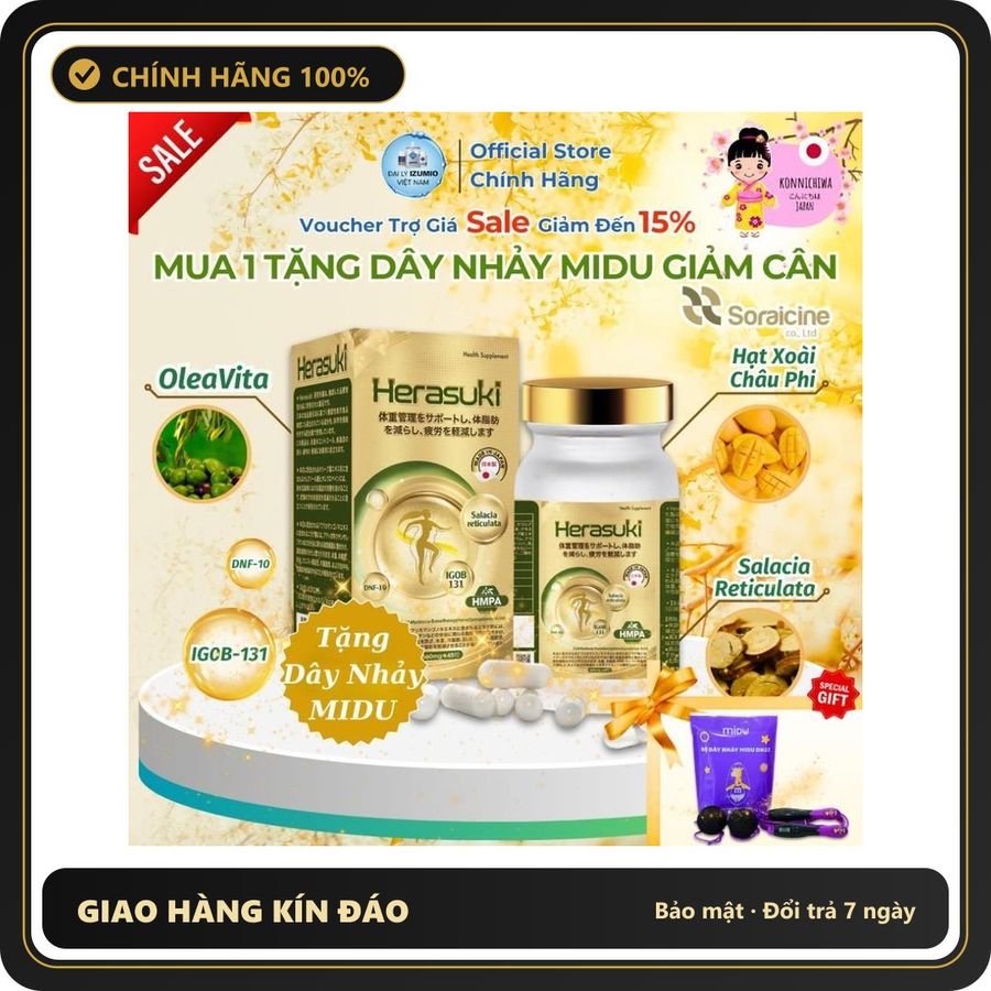 (Che Tên) Viên Uống Giảm Béo Thông Minh Herasuki - Hàng Nhập Khẩu Chính Hãng Nhật Bản Cao Cấp Bảo Đảm
