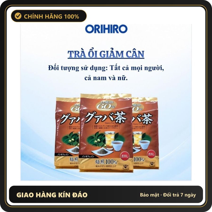 (Che Tên) Trà Lá Ổi ORIHIRO Hỗ Trợ Giảm Cân, Hỗ Trợ Đường Tiêu Hóa - Ngăn Ngừa Các Bệnh Tim Mạch 60 Gói/Túi Hộp Trắng Kín
