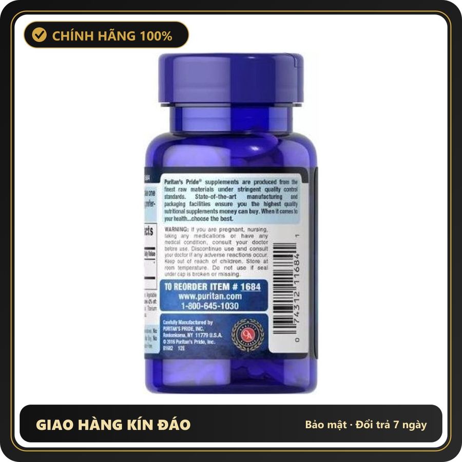 (Che Tên) Viên Uống Giảm Cân An Toàn, Đốt Cháy Mỡ Puritan's Pride L-Carnitine 500mg 60 viên - Hàng Mới Về