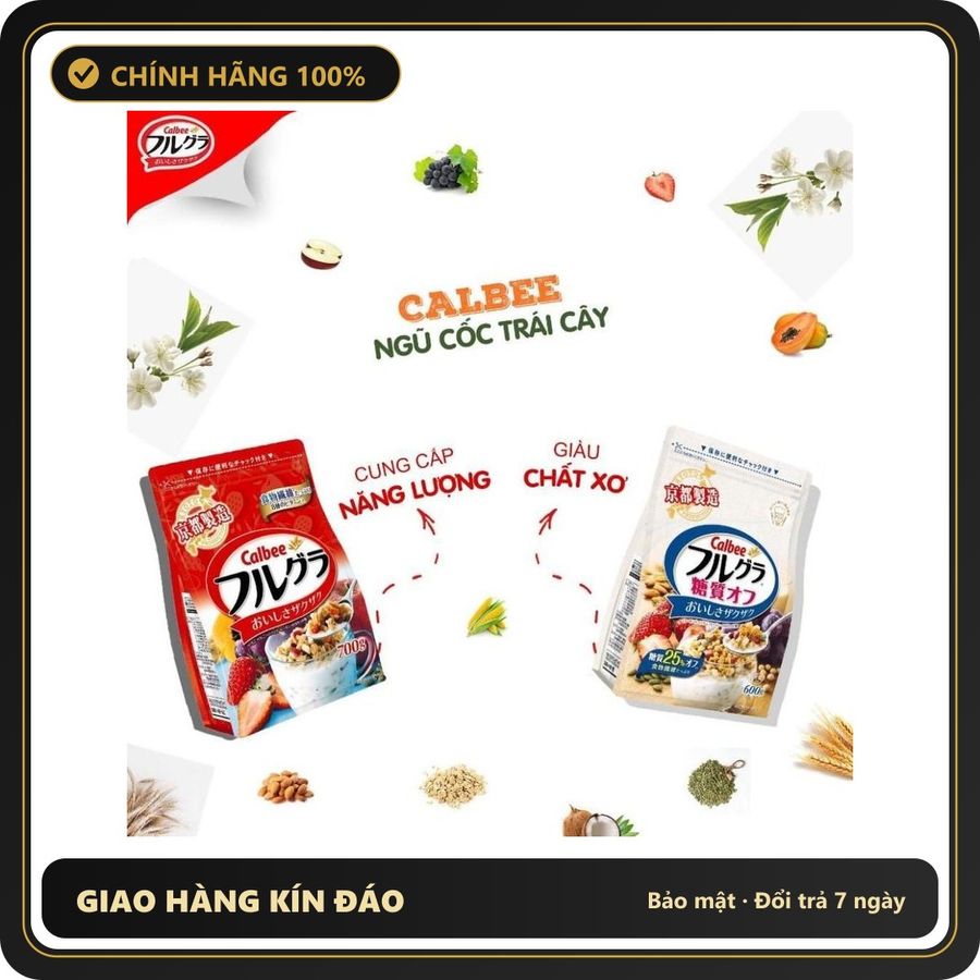 (Che Tên) Combo 2 Gói Ngũ cốc Calbee Đỏ/Trắng Ăn Kiêng Giảm Cân Nội Địa Nhật Bản date 2027 Hộp Trắng Kín