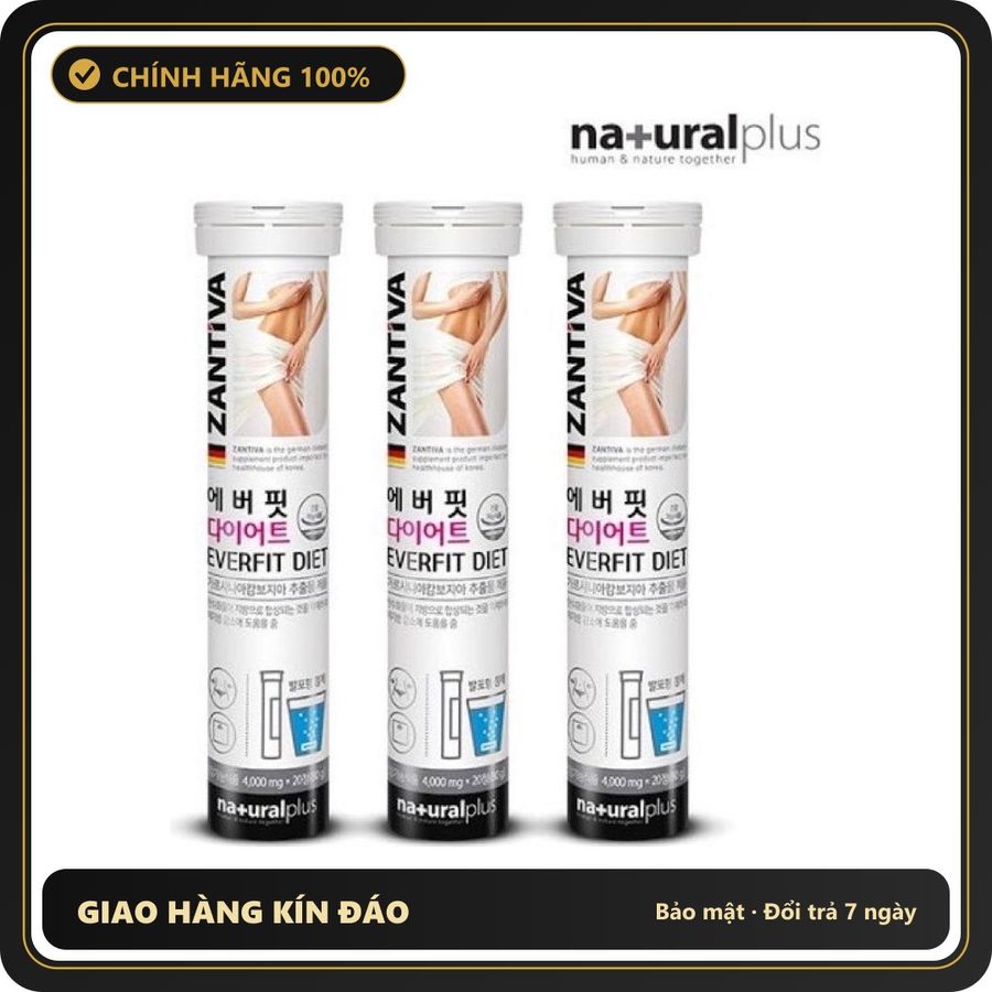 (Che Tên) Viên sủi Giảm cân ZANTIVA Hàn Quốc, Viên sủi Detox thải độc Giữ dáng Hỗ Trợ 24/7