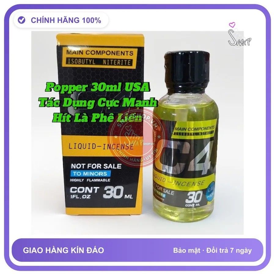 Che Tên) Chai Hít Popper 30ml USA, Tăng Khoái Cảm Cho Nam Nữ, Hít Là Phê Ngay