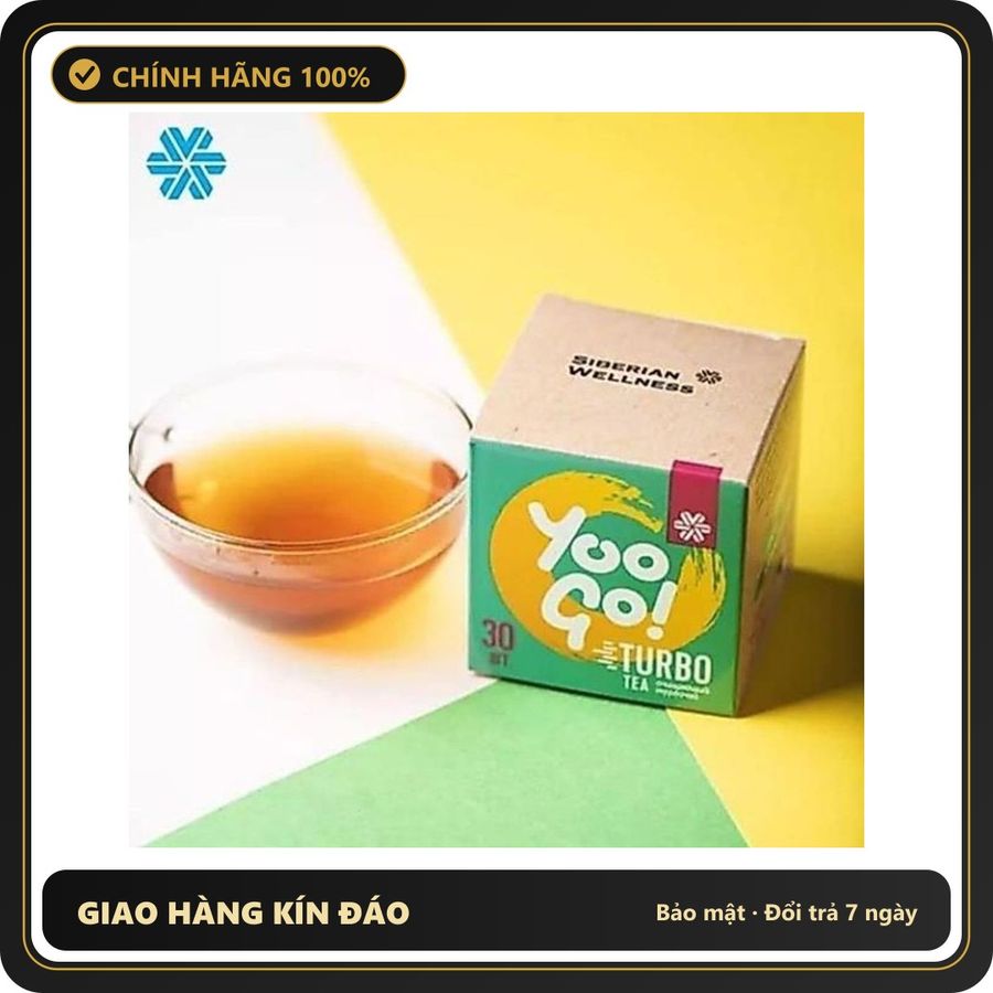 (Che Tên) Trà thảo mộc Yoo Go Turbo Tea siberian, Hỗ trợ giảm cân - hộp 30 gói Hộp Trắng Kín