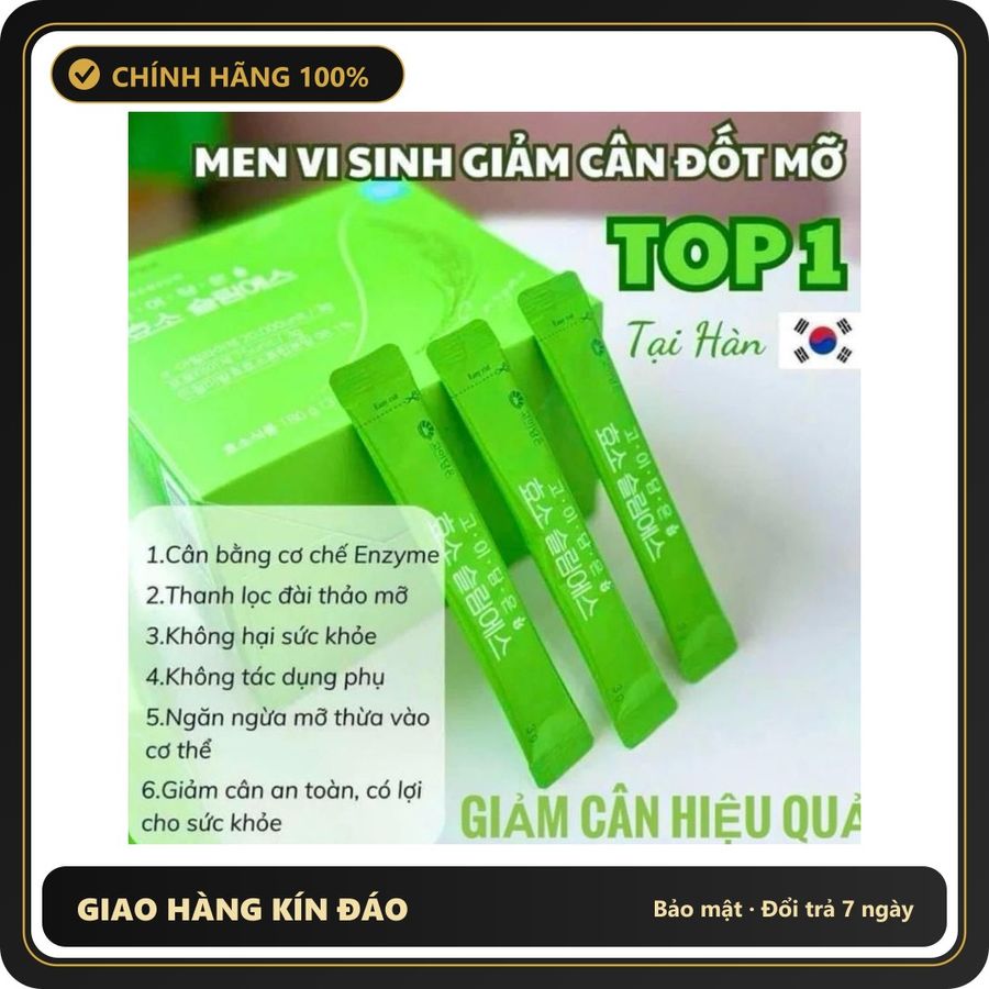 (Che Tên) Bột Enzyme Slim S giảm cân Hàn Quốc Goidameun Hỗ Trợ Hệ tiêu Hoá Giữ Dáng 60 gói x 3gr - Linh Nấm Hộp Trắng Kín