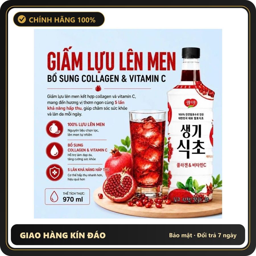 (Che Tên) Giấm Lựu Daesang Hàn Quốc Giúp Giảm Cân Bổ Sung Collagen Và Vitamin C Hỗ Trợ Tiêu Hoá - Elissa Beauty Hộp Trắng Kín