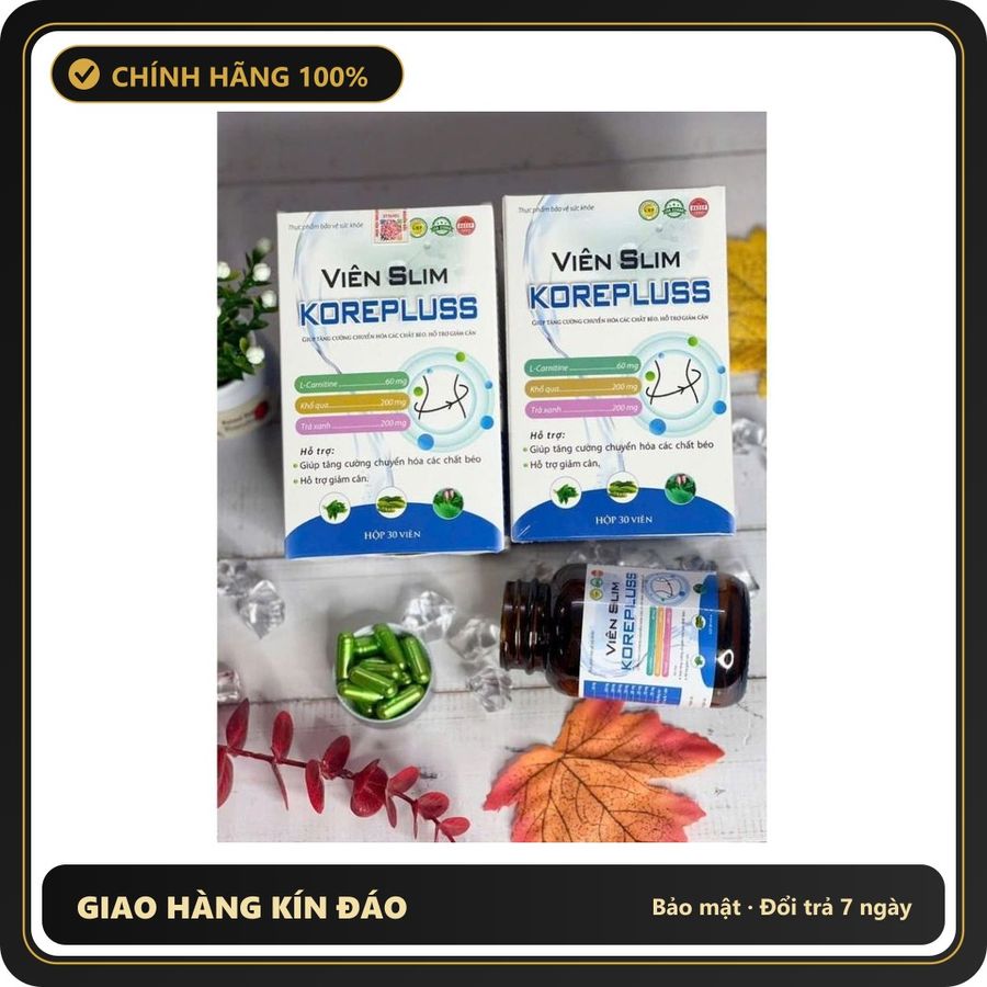 (Che Tên) Viên Uống Giảm Cân Slim KOREPLUSS (30 Viên) – hỗ trợ giảm cân, tăng cường chuyển hoá chất béo Giao Nhanh Toàn Quốc