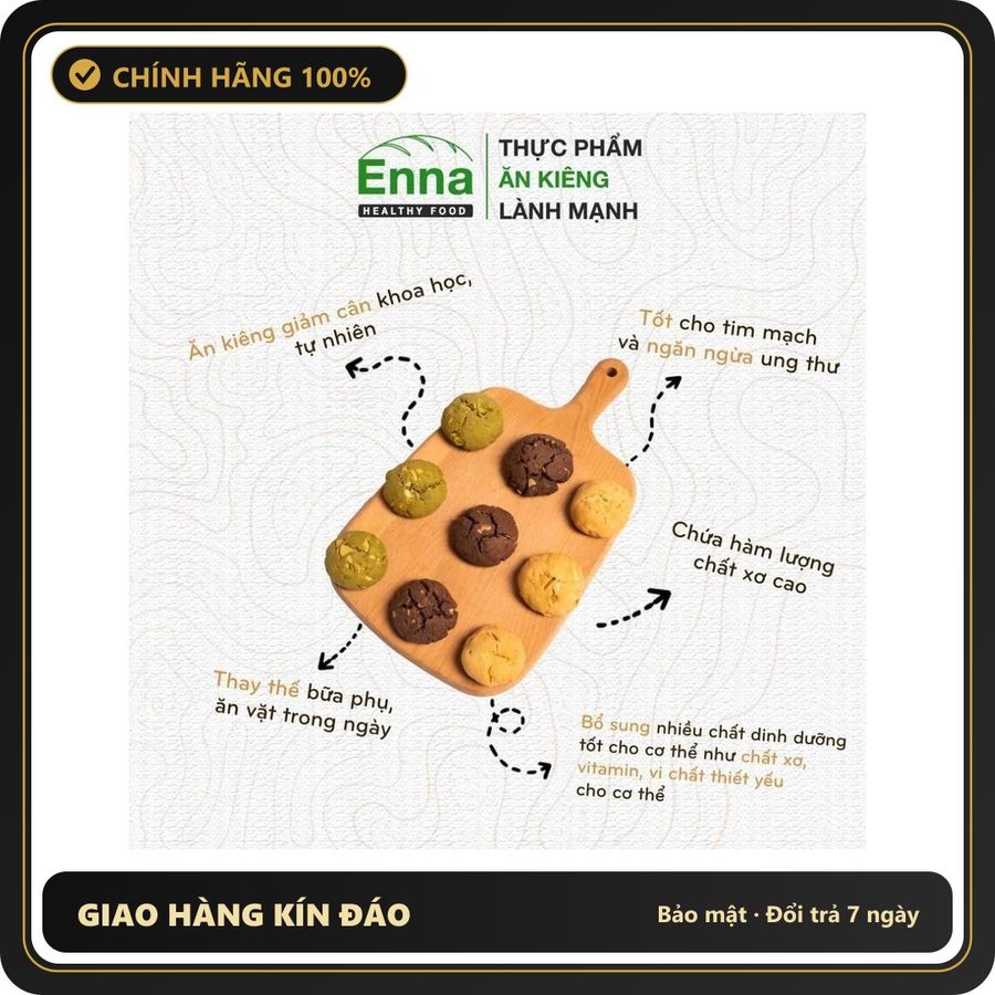 (Che Tên) Set 5 loại bánh cookies mix vị ăn kiêng 500g - Giảm cân Eatclean- Enna healthy food - Hàng Mới Về