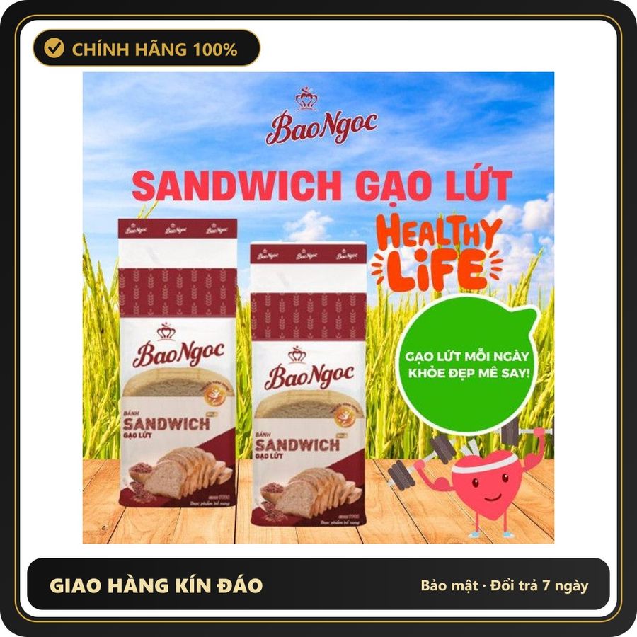 (Che Tên) [1-5 Túi] Bánh sandwich gạo lứt Bảo Ngọc healthy dành cho người giảm cân, eat clean, tập gym (215g) Hỗ Trợ 24/7