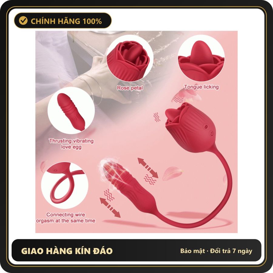 (Che Tên) Trứng rung nhấp chuyển động đẩy tới và lui kết hợp lưỡi liếm hoa hồng/Phích sạc nam châm chống nước tối ưu - Hàng Mới Về