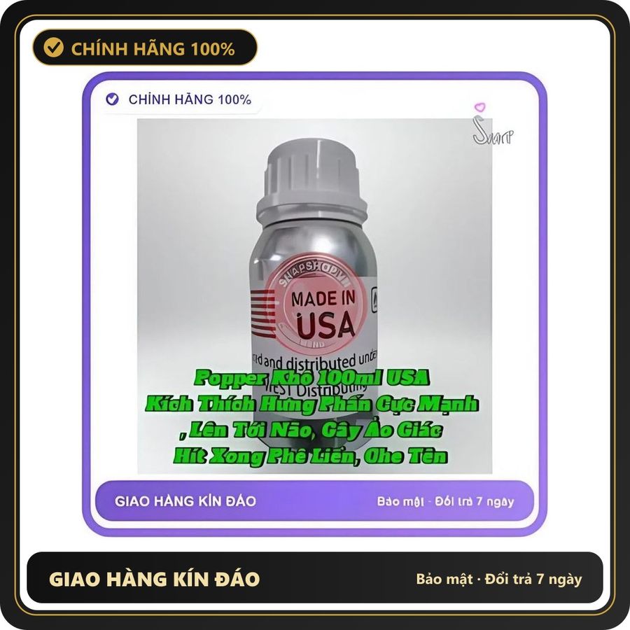 (Che Tên) Chai hít tăng khoái cảm Popper SNAPSPOPY 100ml Popper khô 100ml usa, giá sỉ, hàng chính hãng, dùng tốt, che tên sản phẩm bảo mật kín đáo Chai hít tăng khoái cảm Popper SNAPSPOPY 100ml Popper