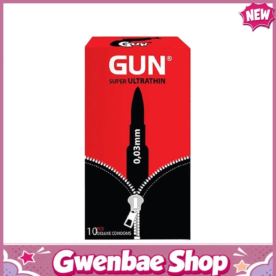 Bao cao su Gun Super Ultra Thin - Siêu mỏng 0.03mm - Hộp 10 cái - Gwen Shop Chính Hãng
