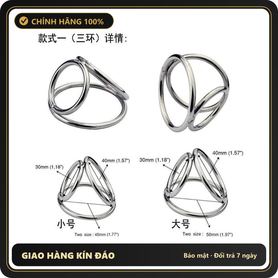(Che Tên) (Sale ) Vòng Đeo Dương Vật 3 trong 1, inox cao cấp, che tên Hỗ Trợ 24/7