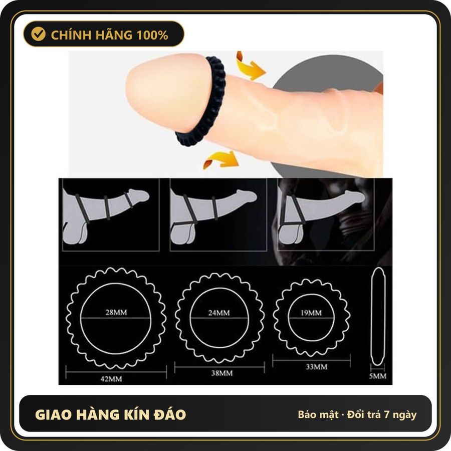 (Che Tên) ( Sale) Vòng Đeo Dương Vật, Bộ 3 Cái, Cao Su Cao Cấp, Ko Bị Đứt, Che Tên Hỗ Trợ 24/7
