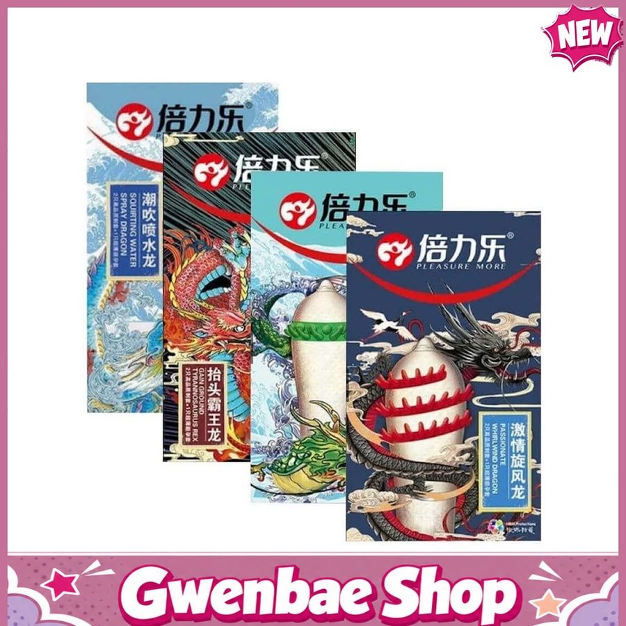 Bao cao su Dragon - Gân gai và bi lớn - Hộp 2 bao gân gai lớn + 1 bao siêu mỏng (Giao ngẫu nhiên) - Gwen Shop Chính Hãng