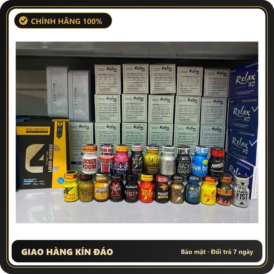 (Che Tên) (Sale) Popper 10ml USA,Dòng phổ biến, lấy ngẫu nhiên, bao phê Hộp Trắng Kín