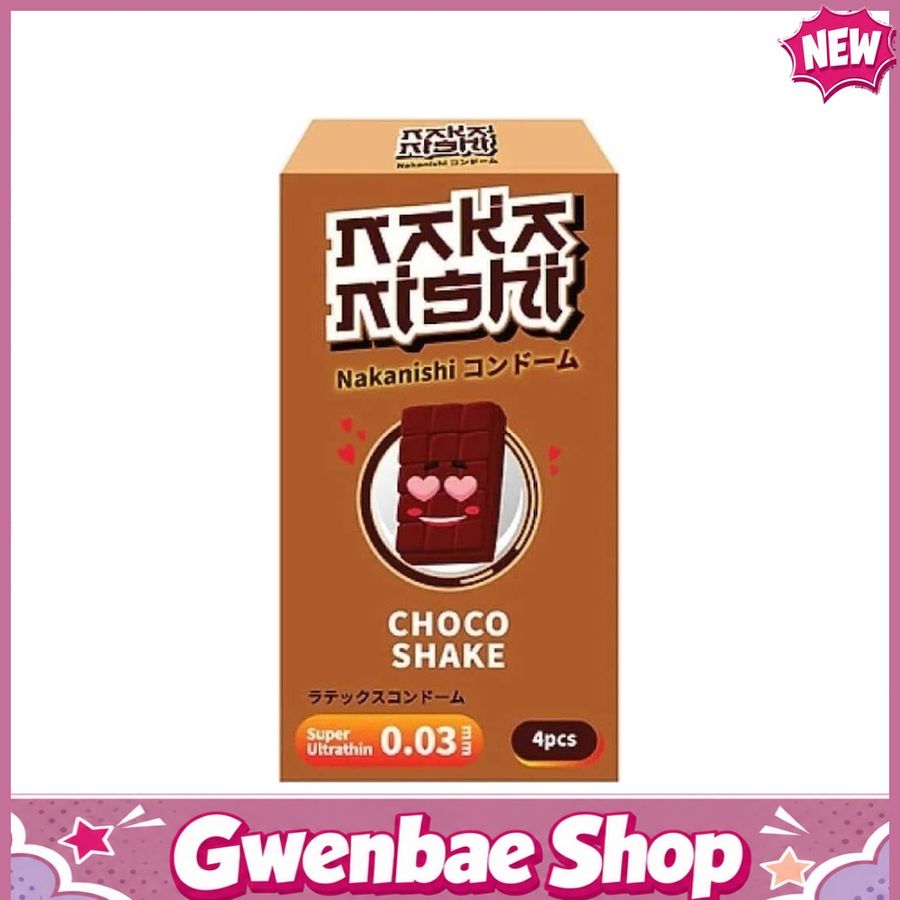 Bao cao su Nakanishi - Siêu mỏng 0.03mm - Hương chocolate - Hộp 4 cái - Gwen Shop Chính Hãng