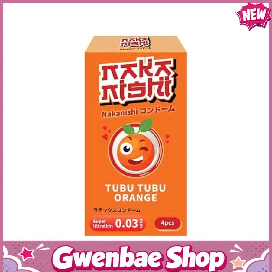 Bao cao su Nakanishi - Siêu mỏng 0.03mm - Hương cam - Hộp 4 cái - Gwen Shop Chính Hãng