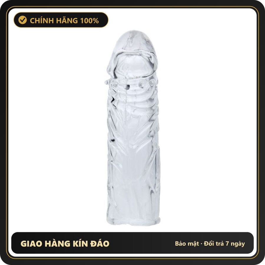 (Che Tên) Bao cao su đôn dên trơn trong suốt – Tăng kích thước, tăng khoái cảm – Tái sử dụng Hộp Trắng Kín