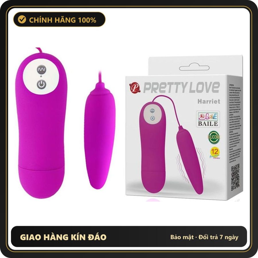 (Che Tên) Trứng rung Pretty Love Harriet – 12 chế độ rung – Chất liệu silicone mềm mại – Kèm remote điều khiển Cao Cấp Bảo Đảm