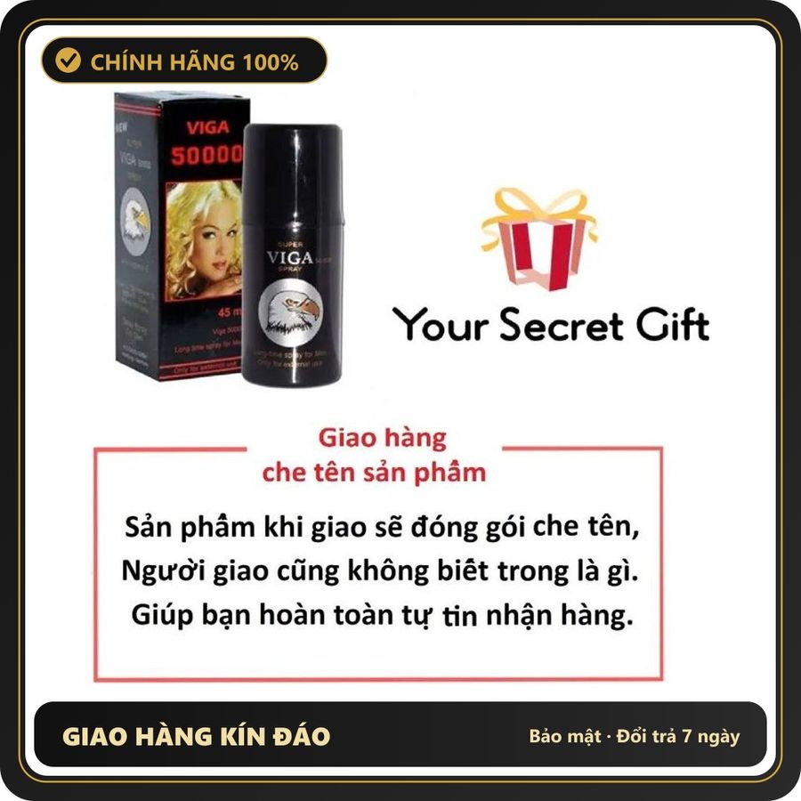 (Che Tên) Xịt viga 50000 chính hãng cho nam Hộp Trắng Kín - kéo dài thời gian, thấm nhanh không nhờn rít, dùng trước khi quan hệ