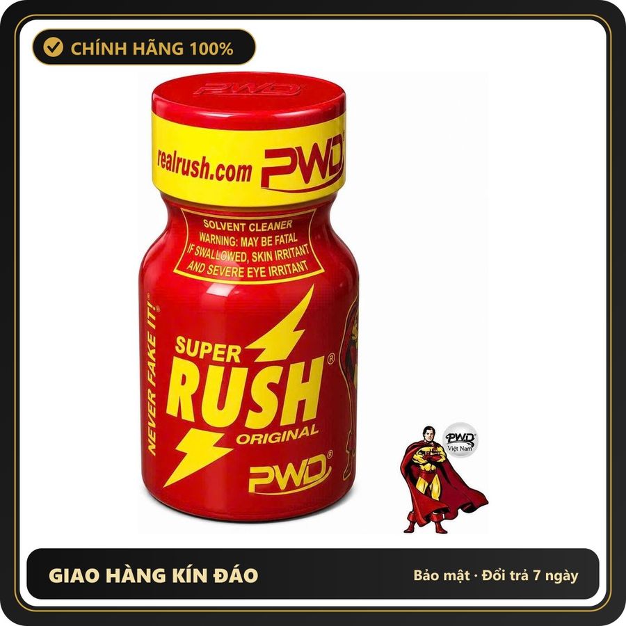 (Che Tên) Poppers Mỹ PWD Super Rush 10ml Chuẩn Auth - chai 10ml, hàng chuẩn nhập khẩu, nắp kín không bay hơi