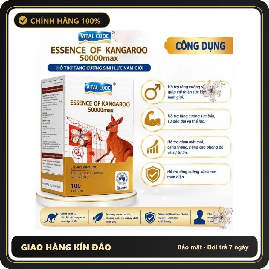 (Che Tên) Viên uống tăng cường sinh lý nam giới Vitatree Essence Of Kangaroo 0 Max 100 viên Hỗ Trợ 24/7