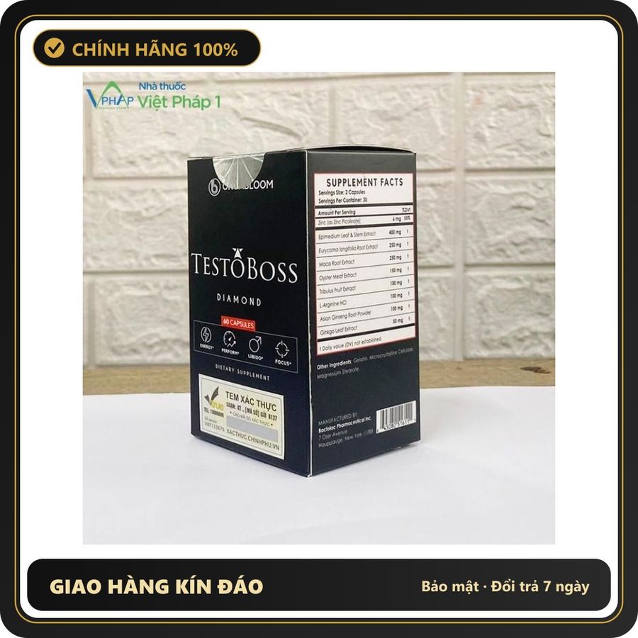 (Che Tên) Testoboss Diamond - Hỗ trợ cải thiện và nâng cao chức năng sinh lý ở nam giới trên 18 tuổi Cao Cấp Bảo Đảm