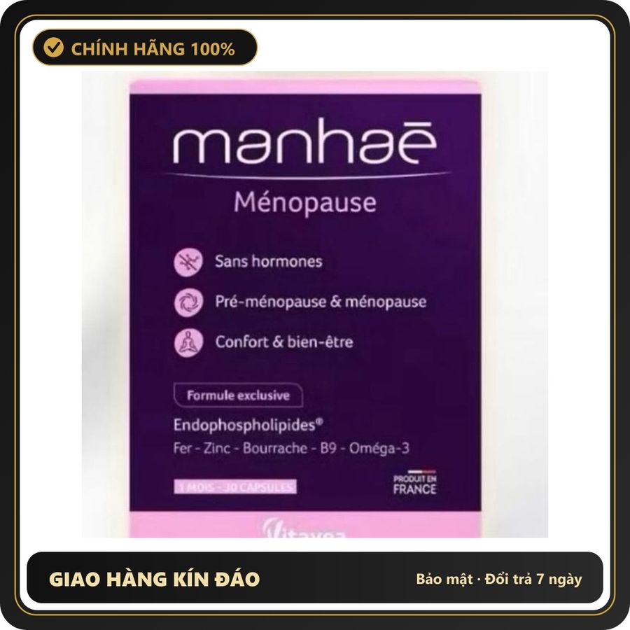 (Che Tên) Manhaé Ménopause (hộp 60 viên )– giảm bốc hỏa, ngủ ngon, cân bằng nội tiết tự nhiên, an toàn Giao Nhanh Toàn Quốc