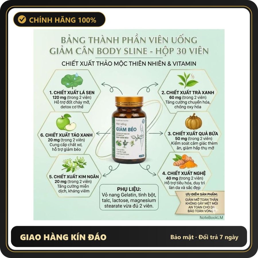 (Che Tên) Giảm Cân - Giảm mỡ - Giảm mỡ Bụng - Giảm cân toàn thân - Tặng Miếng Dán Đông Y Hộp 40 Miếng Cao Cấp Bảo Đảm