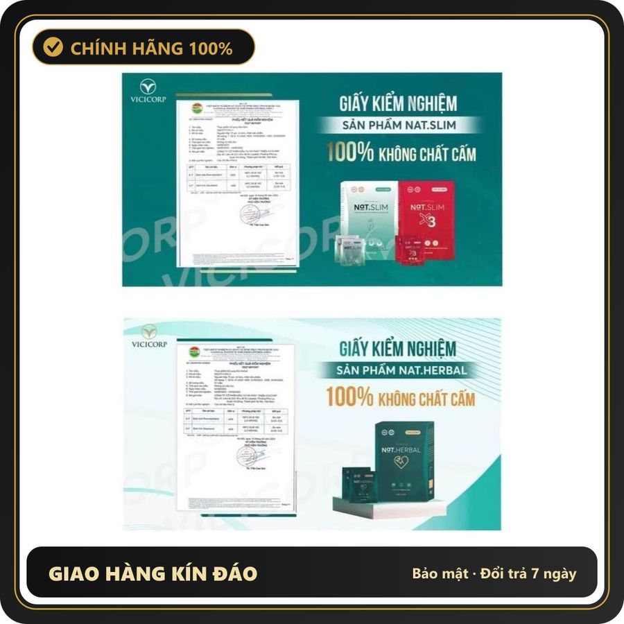 (Che Tên) Giảm cân Nat Slim Xanh, Đỏ chính hãng Vicicorp (Natslim & Nat.slim x3) Hỗ Trợ 24/7