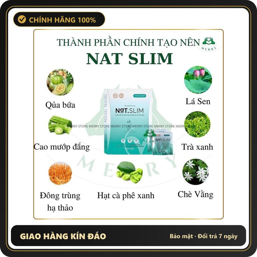 (Che Tên) Giảm Cân NAT SLIM Chính Hãng Vicicorp MERRY STORE Giúp Giảm Cân An Toàn Hiệu Qủa giảm 2-3 Kg Sau 15 Ngày Sử Dụng Cao Cấp Bảo Đảm