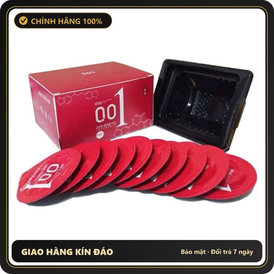 (Che Tên) Bao Cao Su OLo 0.01 Đỏ, Bcs Siêu Mỏng, Nóng Ấm, Nhiều Gel Bôi Trơn, Size 52mm (Hộp 10C) | Shop_taza - Hàng Mới Về