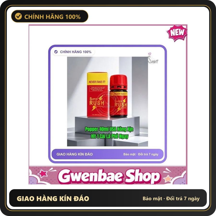 (Che Tên) ( Real) Popper 40ml giá tốt Hộp Trắng Kín - chai 40ml, hương dịu không nồng, hàng chuẩn nhập khẩu