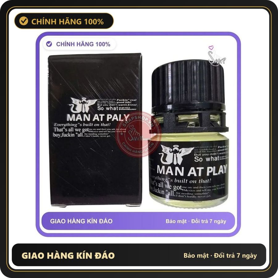 (Che Tên) Popper MAN AT PALY 20ml Đen Mùi Dịu, Phê Mạnh, Chống Lờn chính hãng - chai 20ml, không bỏng mũi, hương dịu không nồng - giao hàng che tên kín đáo 895741 Chuẩn Auth
