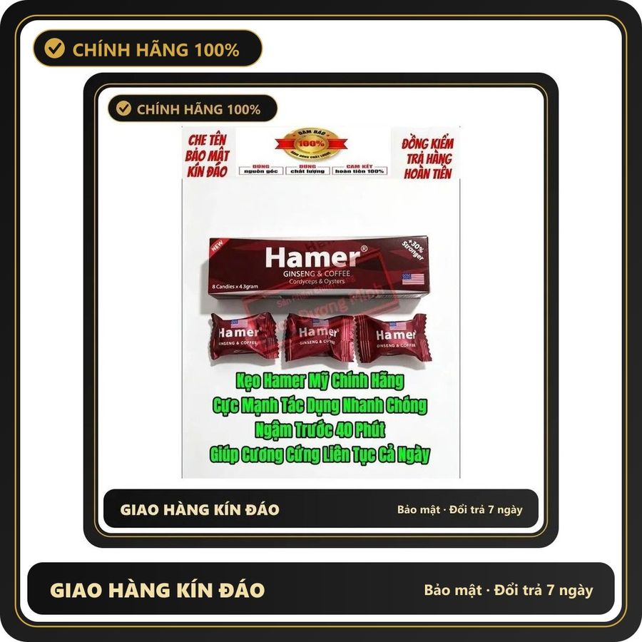 (Che Tên) ( Hàng Nhập Khẩu Chính Hãng USA) Combo 3 Viên Kẹo Hamer Mỹ, Cực Mạnh, Tác Dụng Nhanh Chóng,An Toàn cho sức khỏe - Hàng Mới Về ( Hàng Nhập Khẩu Chính Hãng USA) Combo 3 Viên Kẹo Ham Giao Nhanh