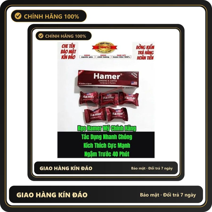 (Che Tên) ( Hàng Nhập Khẩu Chính Hãng USA) Combo 5 Viên Kẹo Hamer Mỹ, Cực Mạnh, Tác Dụng Nhanh Chóng, Bao Phê Hỗ Trợ 24/7 895814 Chuẩn Auth