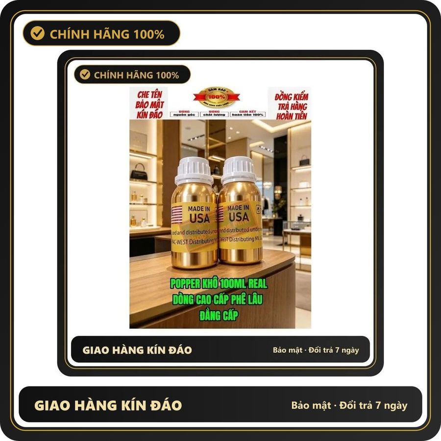 (Che Tên) ( Real USA) Popper khô 100ml, Dòng Cao Cấp, Tác Dụng Nhanh, Hít Là Phê Ngay, Không Tác Dụng Phụ, An Toàn Cho Sức Khoẽ - Hàng Mới Về 895823 Hộp Trắng Kín