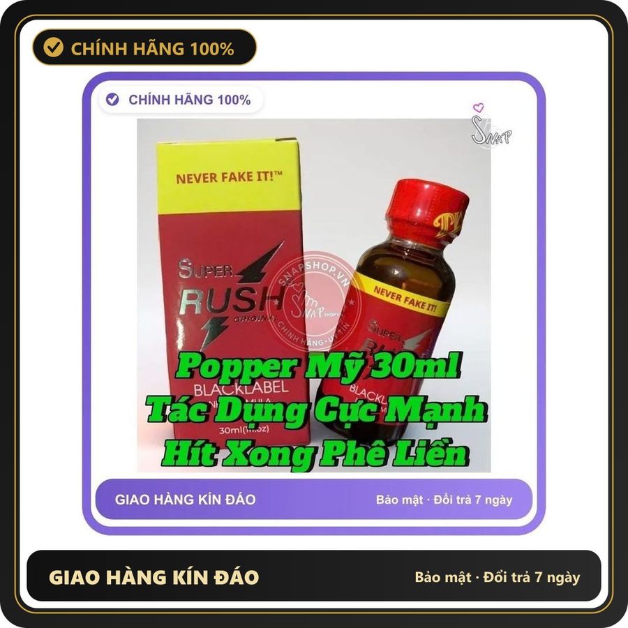 (Che Tên) Che Tên) Chai Hít Kích Thích Tăng Cường Hưng Phấn Cho Nam Nữ, Popper 30ml USA Cao Cấp Bảo Đảm Hộp Trắng Kín