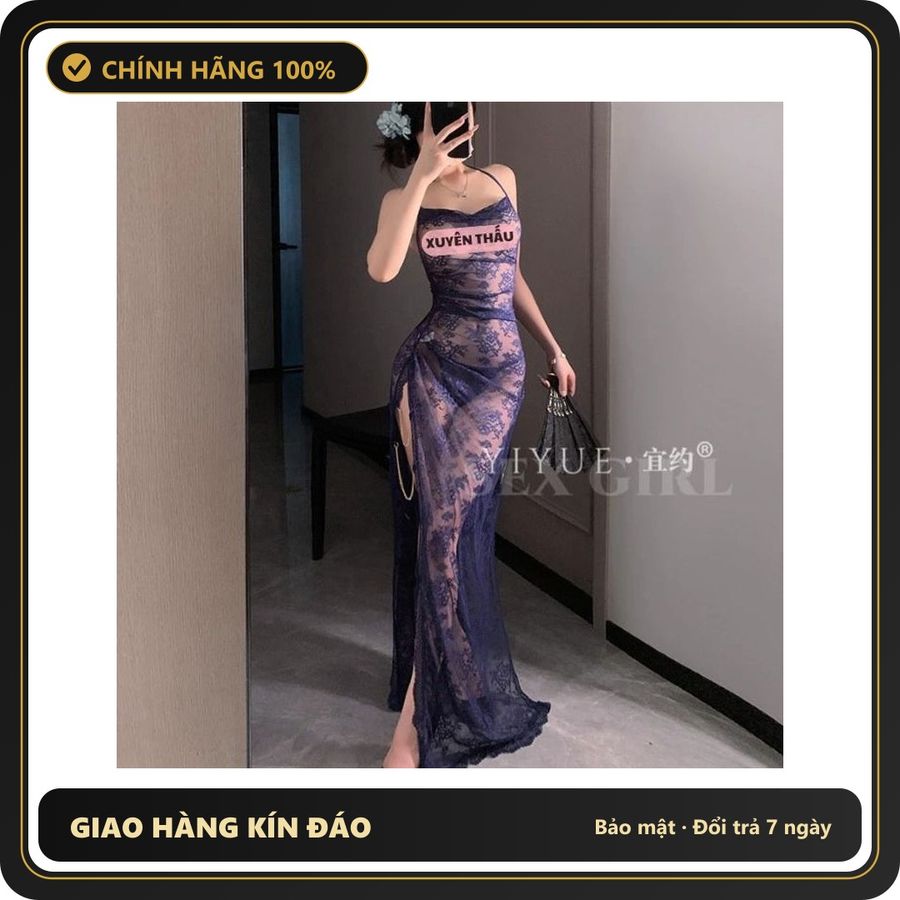 (Che Tên) Đầm Ngủ Maxi Ren Hoa Xẻ Tà Đùi Gợi Cảm Thanh Lịch Váy Ngủ Dài 2 Dây Cổ Yếm Dáng Body Quyến Rũ Đáng Yêu - N286 Xanh Hỗ Trợ 24/7