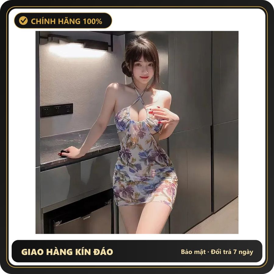 Váy Ôm Body Đi Biển Xuyên Thấu Siêu Gợi N248 Trắng Hoa chính hãng - phối ren, co giãn thoải mái, freesize - giao hàng che tên kín đáo