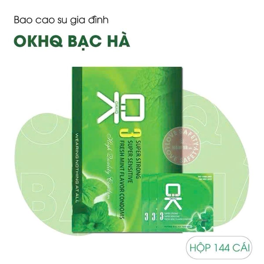 Sản Phẩm Chính Hãng Loại 1 - Bao Su Cao Cấp Gia Đình OKHQ Bạc Hà - ôm sát cảm giác thật, giao hàng kín đáo