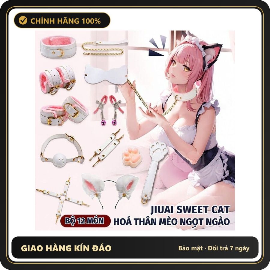 Bộ Jiuai Sweet Cat 12 món chính hãng - rung êm không tiếng động, chất liệu an toàn cho da, dễ vệ sinh - giao hàng che tên kín đáo