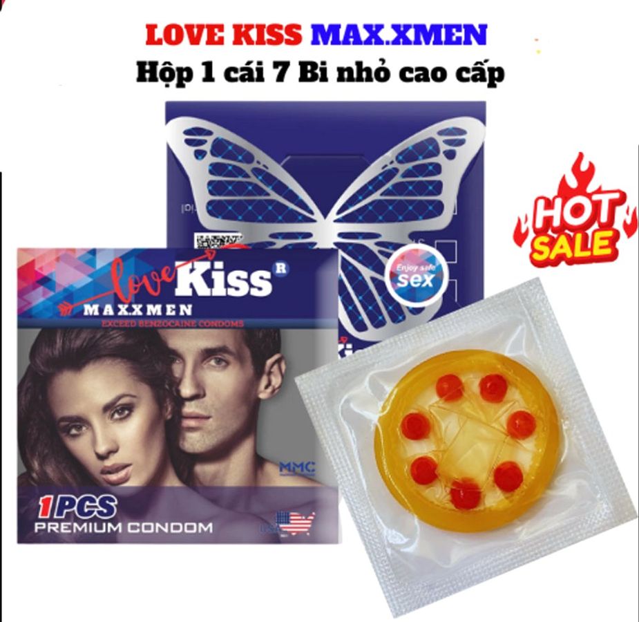 Hàng Nội Địa Cao Cấp - Bao Su Cao Cấp 7 Bi Nổi Nhỏ Love Kiss Maxxmen Hộp 1 Cái mẫu 2 1PCS PREMIUM CONDOM - ôm sát cảm gi