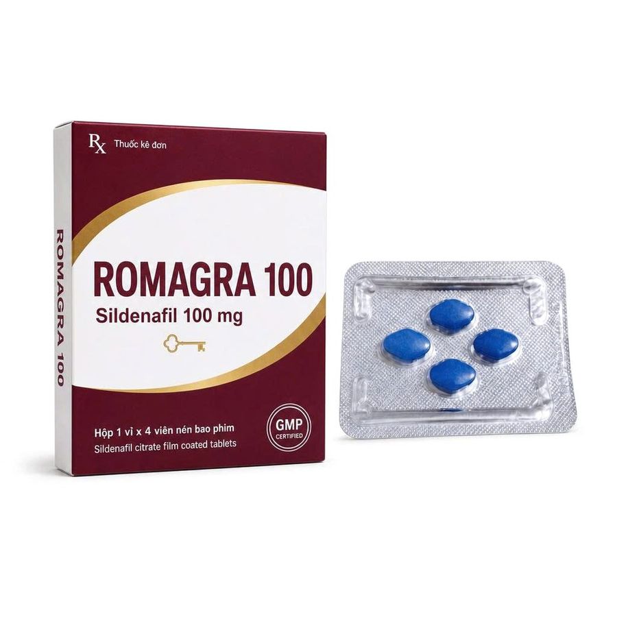 Hàng Chuẩn Nhập Khẩu - Viên hỗ trợ tăng cường sinh lý nam Romagra 100 1 Viên Sildenafil 100 mg - hàng nhập khẩu, dùng th