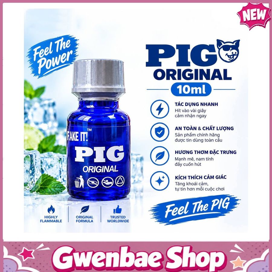 Chai Hít Tăng Khoái Cảm Kích Thích Bao Phê Popper Pig Original 10ml Phiên Bản Mới - Gwenshop Chính Hãng
