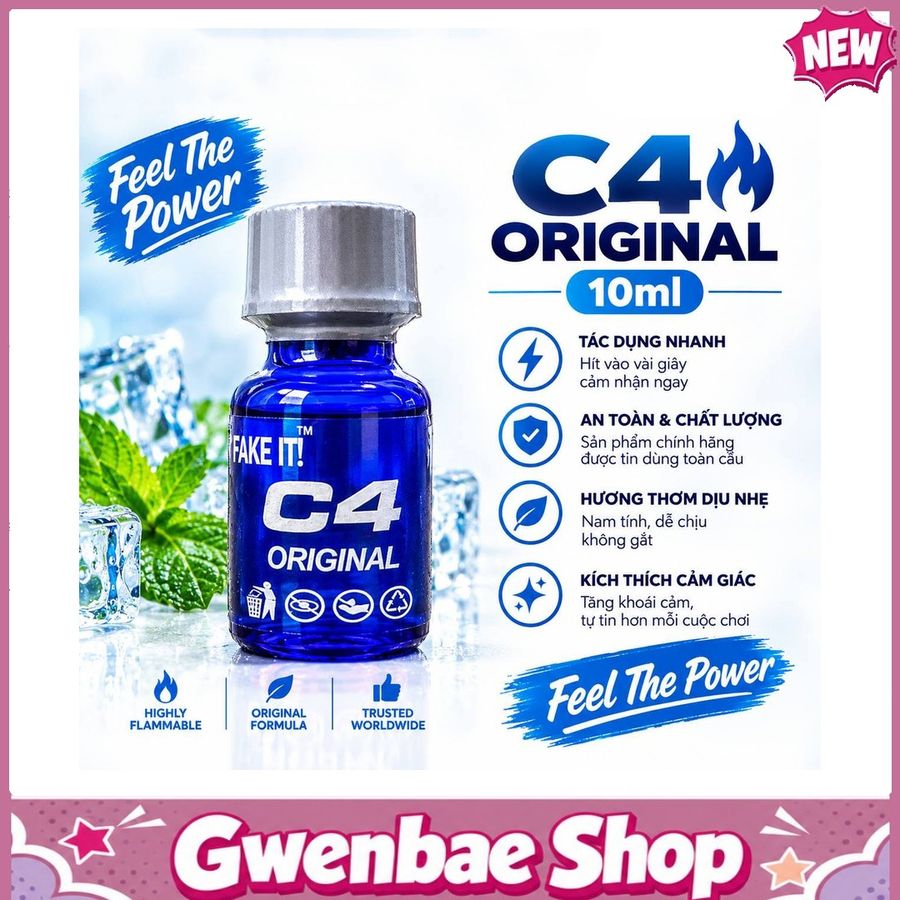 Chai Hít Tăng Khoái Cảm Kích Thích Bao Phê Popper C4 Original 10ml Phiên Bản Mới - Gwenshop Chính Hãng