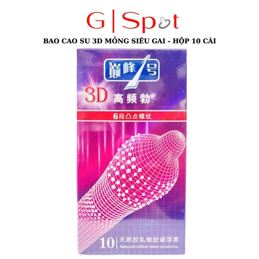 Hàng Chuẩn Nhập Khẩu - Bao Su Cao Cấp 3D Mỏng Siêu Gai Kích Thích Tăng Cảm Giác Cho Nữ - Hộp 10 Cái mẫu 2 - ôm sát cảm g