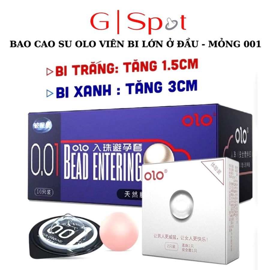 Sản Phẩm Chính Hãng Loại 1 - Bao Su Cao Cấp OLO Viên Bi Silicon Lớn Ở Đầu - Siêu Mỏng 001 - Tăng Kích Thước Chạm Điểm G 