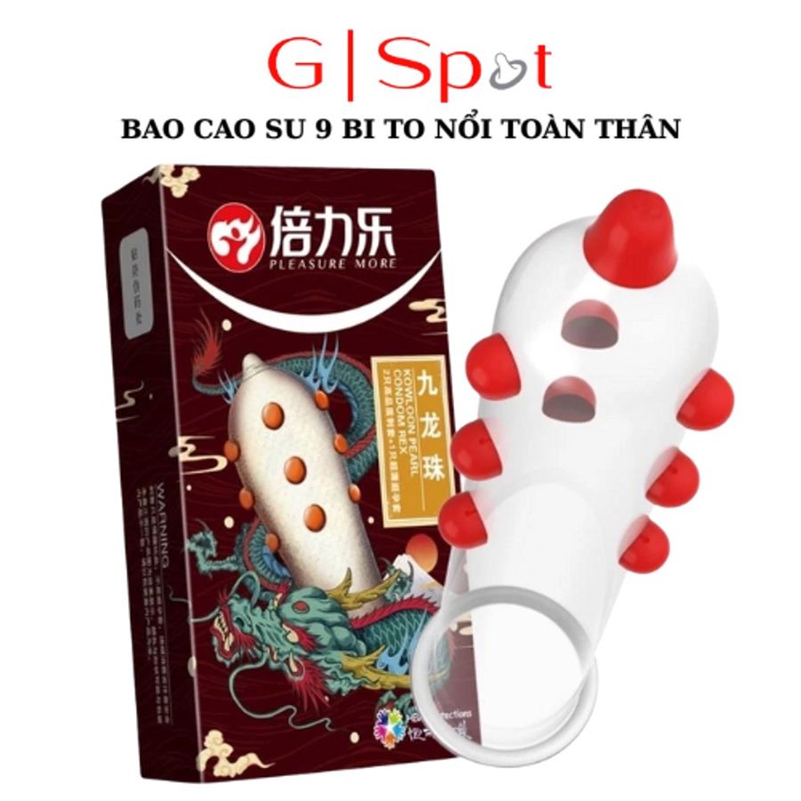 Dòng Cao Cấp Chính Hãng - Bao Su Cao Cấp 9 Bi To Nổi Toàn Thân - Hộp 2 chiếc 9 bi - ôm sát cảm giác thật, giao hàng kín 